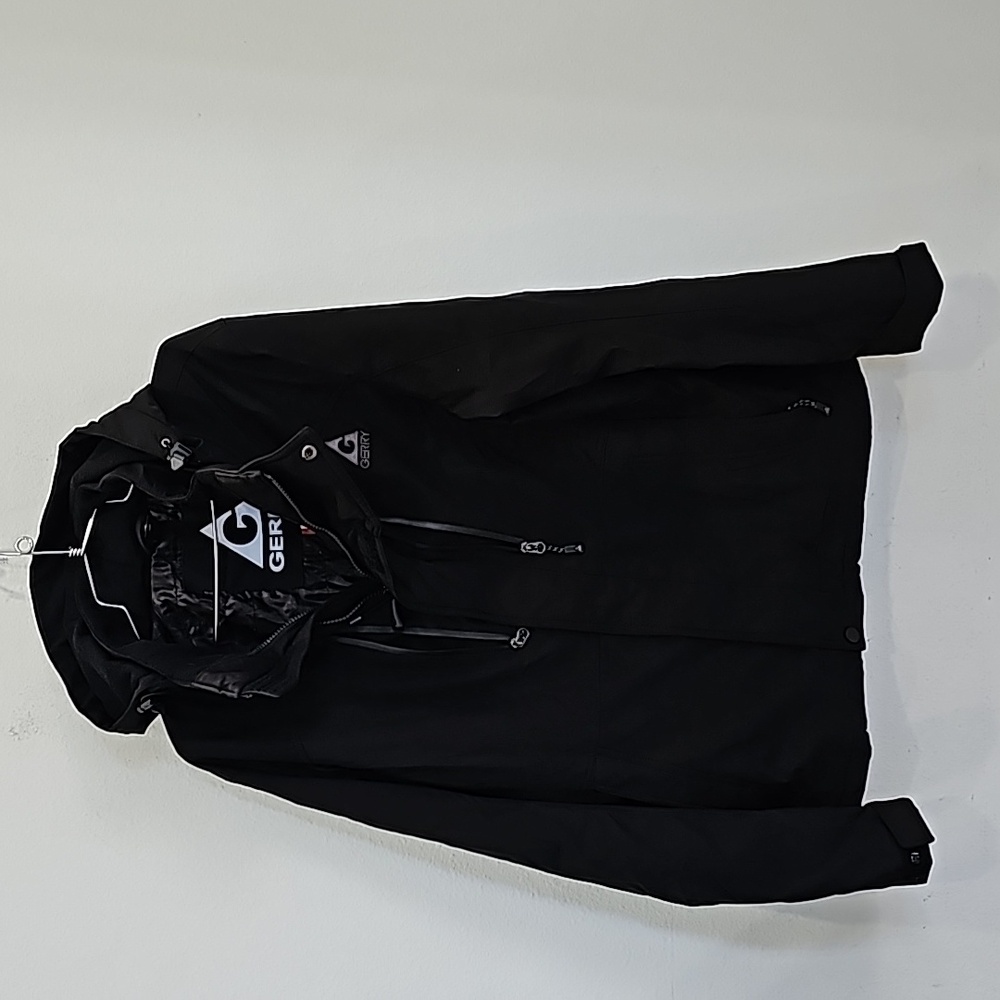 Gerry Mens Barn black Jacket with Detachable Hood Water Resistant Size L